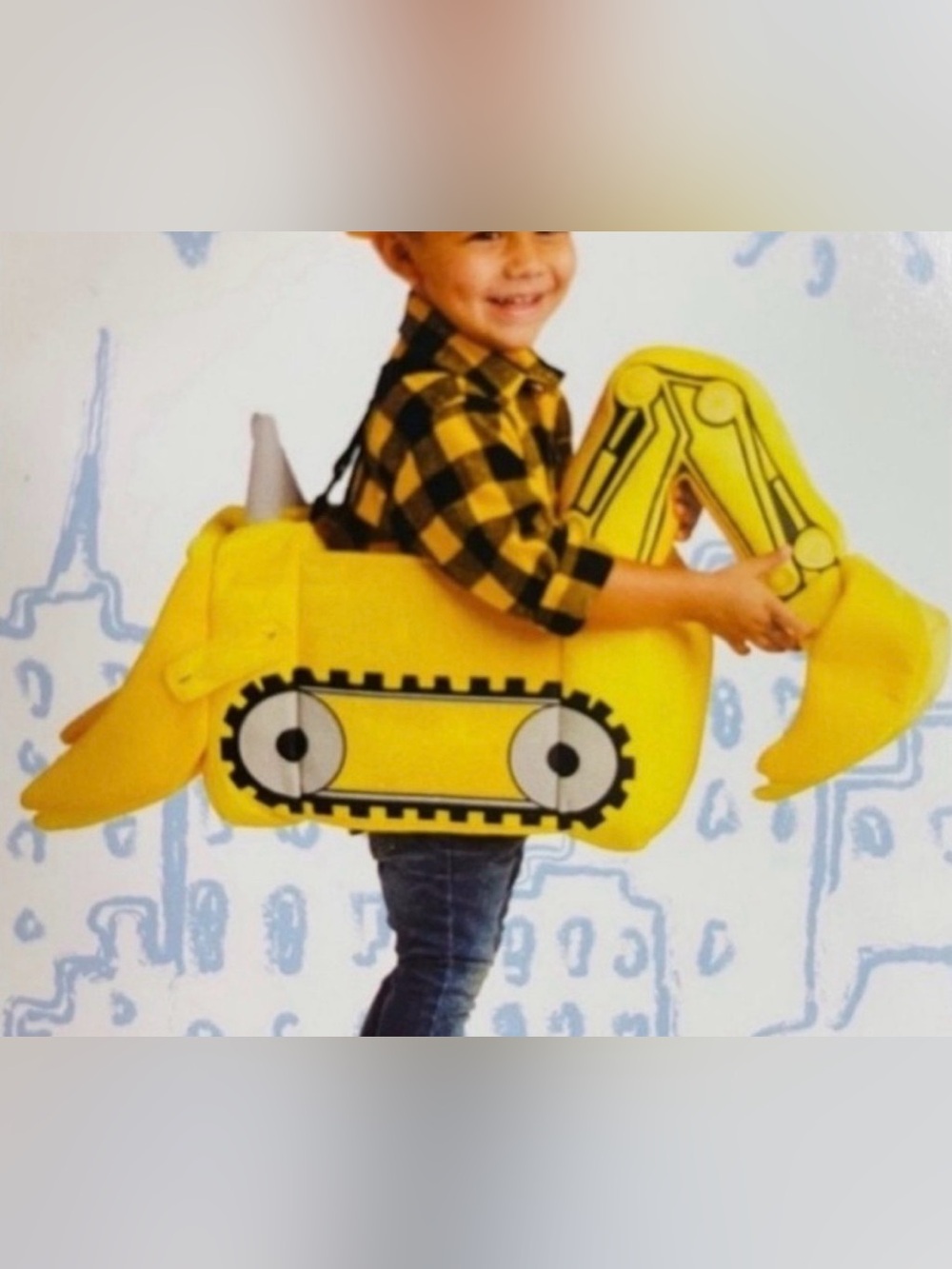 I Want To Be Excavator Costume Kids 3-7 Yellow Digger Backhoe Construction 3D